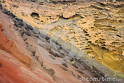 Laguna de los Clicos or green lagoon, El Golfo in Lanzarote Stock Photo