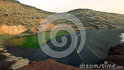 Laguna de los Clicos or green lagoon, El Golfo in Lanzarote Stock Photo