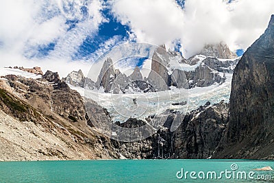 Laguna Sucia lake and Fitz Roy mountain Stock Photo