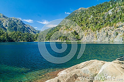 Laguna Toro lake in National Park Huerquehue Stock Photo