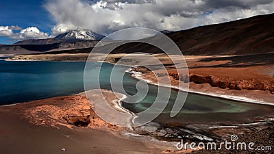 Laguna verde lake near Ojos del Salado Stock Photo