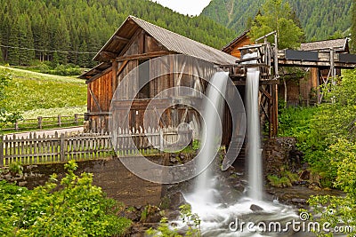 Lahner Saege, a historic sawmill, Ulten Valley, South Tyrol, Stock Photo