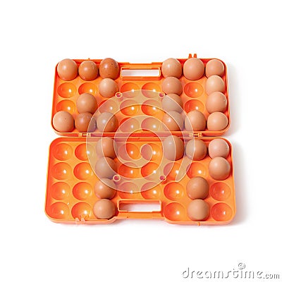 2017 laid chicken eggs in container Stock Photo