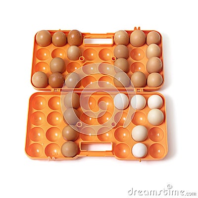 2017 laid chicken eggs in container Stock Photo