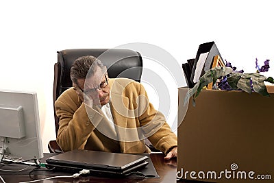 Laid-off-head in hand Stock Photo