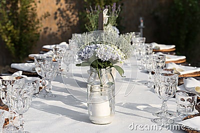 Laid tables for the gala dinner Stock Photo