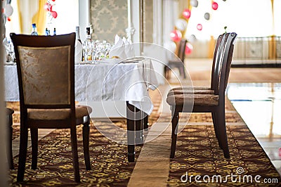 laid wedding banquet table Stock Photo