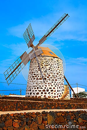 Lajares windmill Fuerteventura at Canary Islands Stock Photo