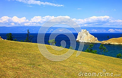 Lake Baikal. Olkhon island. Cape Burkhan. Stock Photo