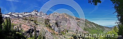 Lake Blanche forest and mountain landscape views from trail. Wasatch Front Rocky Mountains, Twin Peaks Wilderness, Wasatch Nation Stock Photo