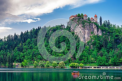 Lake Bled with castle in Slovenia Stock Photo