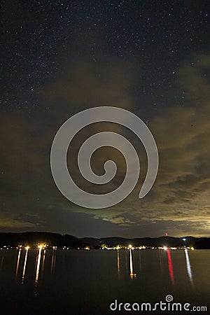 Lake Bomoseen Night Stars Stock Photo