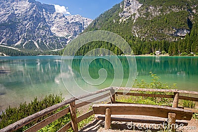 Lake Braies, Dolomites Stock Photo