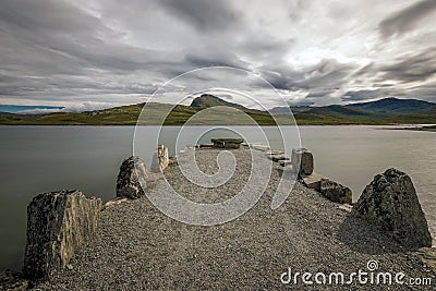 Lake Bygdin and Bitihorn peak Stock Photo