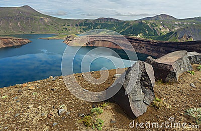 Lake in Caldera volcano Ksudach. South Kamchatka Nature Park. Stock Photo