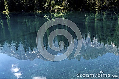 Lake Caress Dolomites Italy. Lake of Caresse in Italy. Scenic place and famous touristic destination. Primeval nature Stock Photo