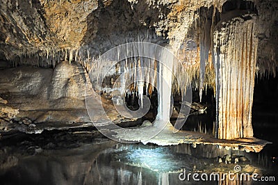 Lake Cave: Suspended Table Formation Stock Photo