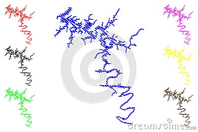Lake Center Hill Reservoir (United States of America, North America, us, usa, Tennessee) Vector Illustration