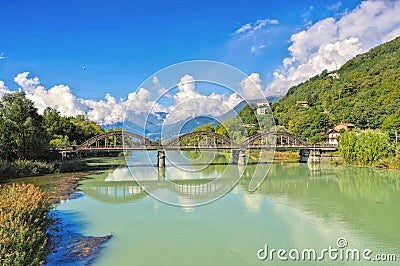 Lake Como canal to Lago di Mezzola Stock Photo