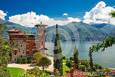 Lake Como, Italy, Europe. Villa was used for film scene in movie Stock Photo
