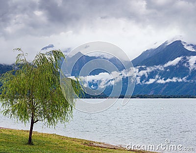 Lake Como (Italy) summer cloudy view Stock Photo