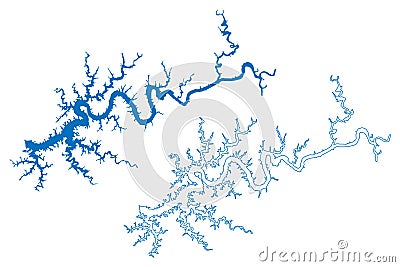 Lake Cumberland Reservoir United States of America, North America, us, usa, Kentucky map vector illustration, scribble sketch Vector Illustration