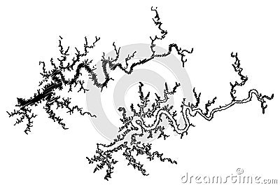 Lake Cumberland Reservoir (United States of America, North America, us, usa, Kentucky) Vector Illustration