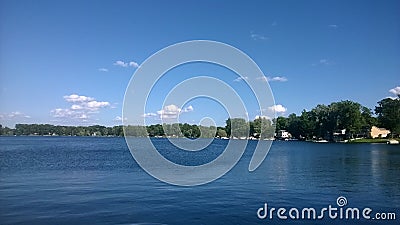 lake day. blue skys. peaceful. Stock Photo