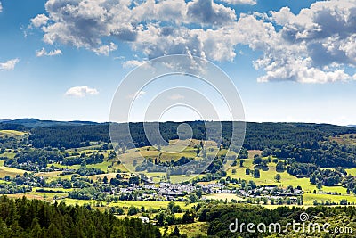 Lake District countryside view to Hawksheadvillage England uk Stock Photo