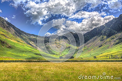 Lake District mountain view from Buttermere in hdr Stock Photo