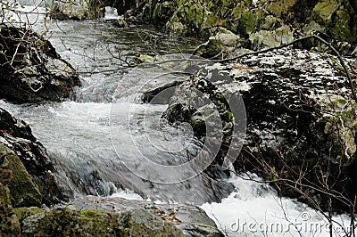 Waterfall on River Duddon between Birk`s Bridge and Seathwaite, Dunnerdale, Lake District, Cumbria Stock Photo