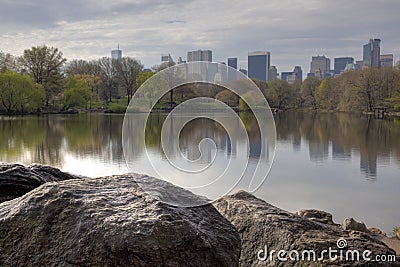 Lake in the early morning Central Park Stock Photo