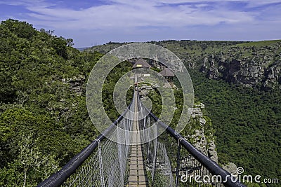 Lake Eland Nature reserve in Oribi gorge with a hanging suspension bridge Stock Photo