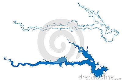 Lake Elwell Reservoir (United States of America, North America, us, usa, Montana) map Vector Illustration
