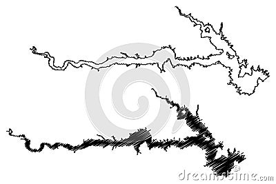 Lake Elwell Reservoir (United States of America, North America, us, usa, Montana) Vector Illustration