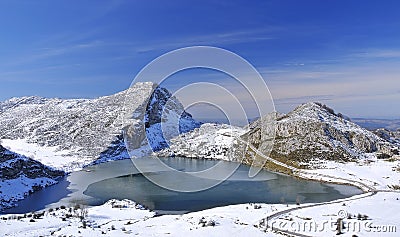 Lake Enol, Asturias, Spain. Stock Photo