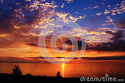 Lake Erie Sunset Stock Photo