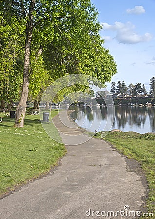 Lake front properties and lake Oregon. Stock Photo