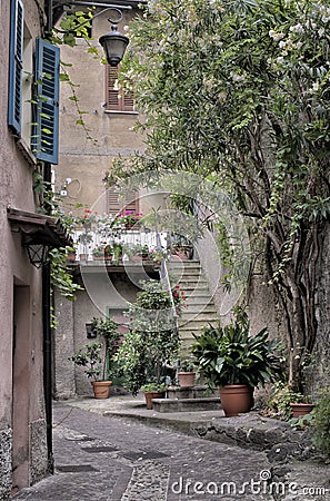 Side street at Lake Garda, Italy. Stock Photo