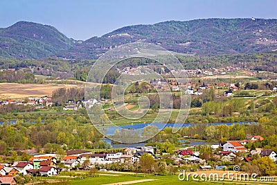 Lake and green hills of Zagorje Stock Photo