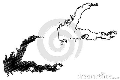 Lake Grenada Reservoir (United States of America, North America, us, usa, Mississippi) Vector Illustration