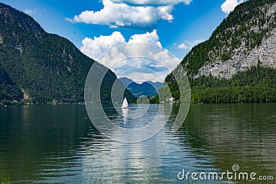 Lake in the Hallstatt mountains in summer on a sunny day Stock Photo