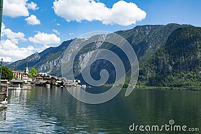 Lake in the Hallstatt mountains in summer on a sunny day Stock Photo