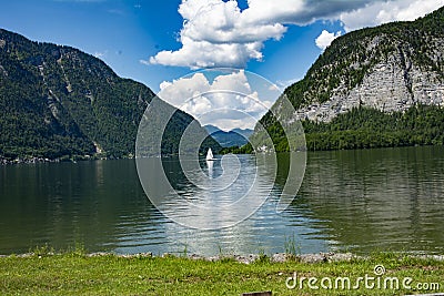 Lake in the Hallstatt mountains in summer on a sunny day Stock Photo