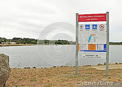 Lake Hamilton (1977) is a 38-hectare area used by both powered and non-powered water craft Editorial Stock Photo