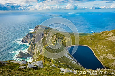 A lake in a hill on Achill island, Co. Mayo. Stock Photo