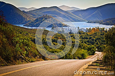 Lake Hodges and Back Road, California Stock Photo