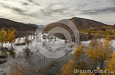 Lake Hodges and Bernardo Mountain near Interstate 15 San Diego County North Inland Stock Photo