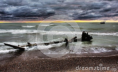 Lake Huron at Dusk Stock Photo