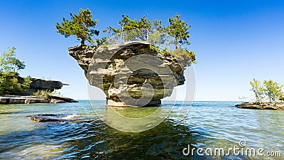 Lake Huron`s Turnip Rock, near Port Austin Michigan Stock Photo